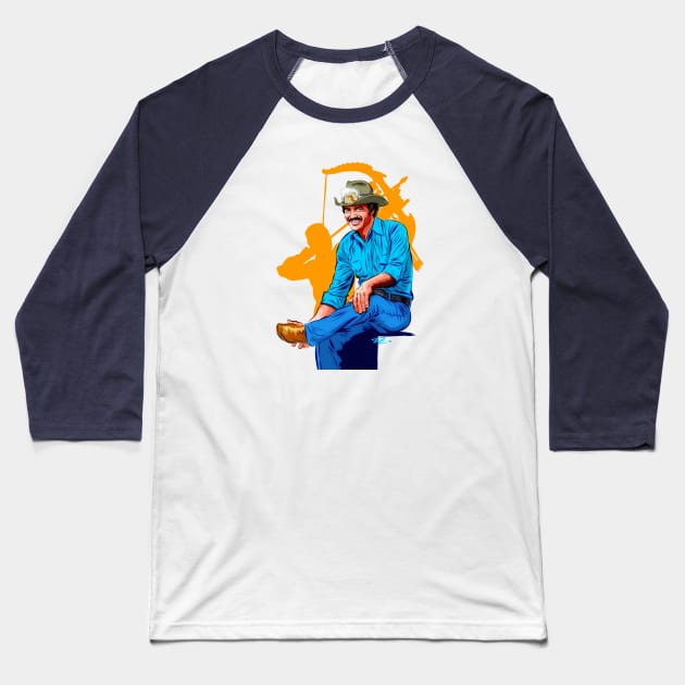 Burt Reynolds - An illustration by Paul Cemmick Baseball T-Shirt by PLAYDIGITAL2020